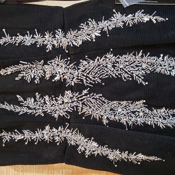 Park108 NEW Black Silver Beaded Sleeveless Illusion Midi Dress Size 6 #M430 - Picture 4 of 9